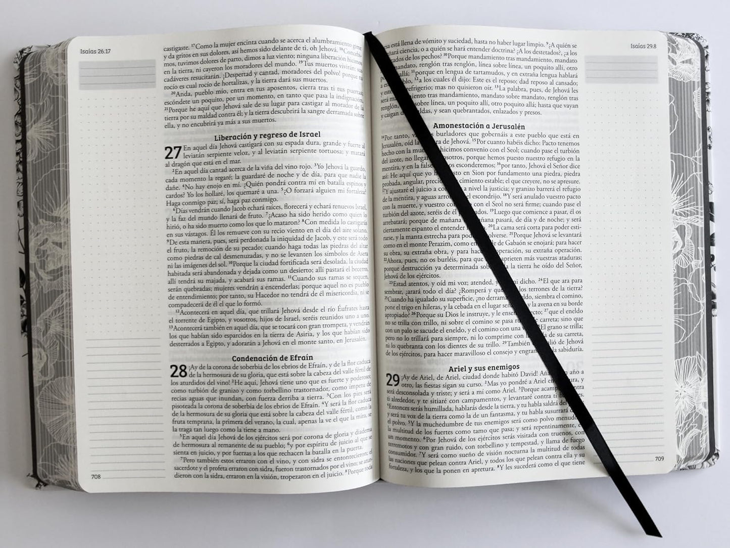 Biblia de Apuntes Reina Valera I Flores Negras, Tapa Dura