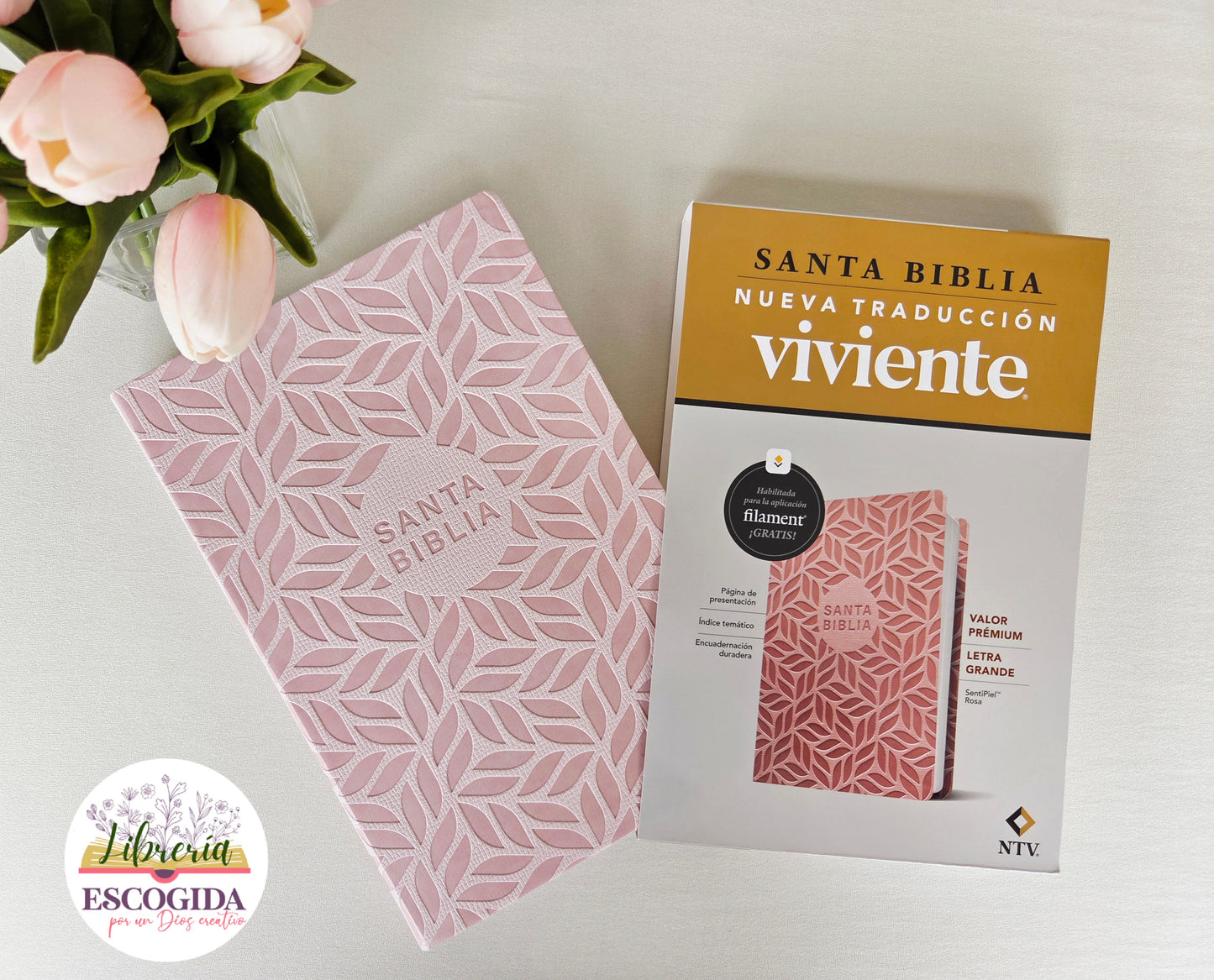 Biblia NTV | Letra Grande SentiPiel Rosa Filament
