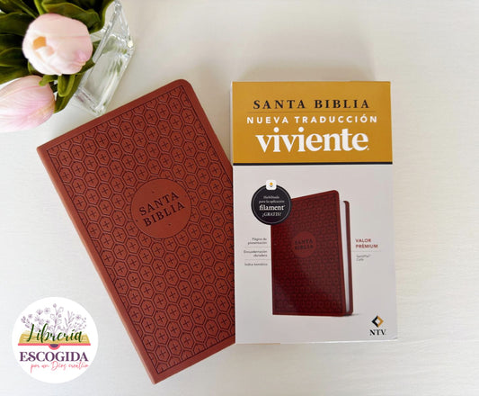 Biblia NTV | Valor Premium SentiPiel Café con Filament